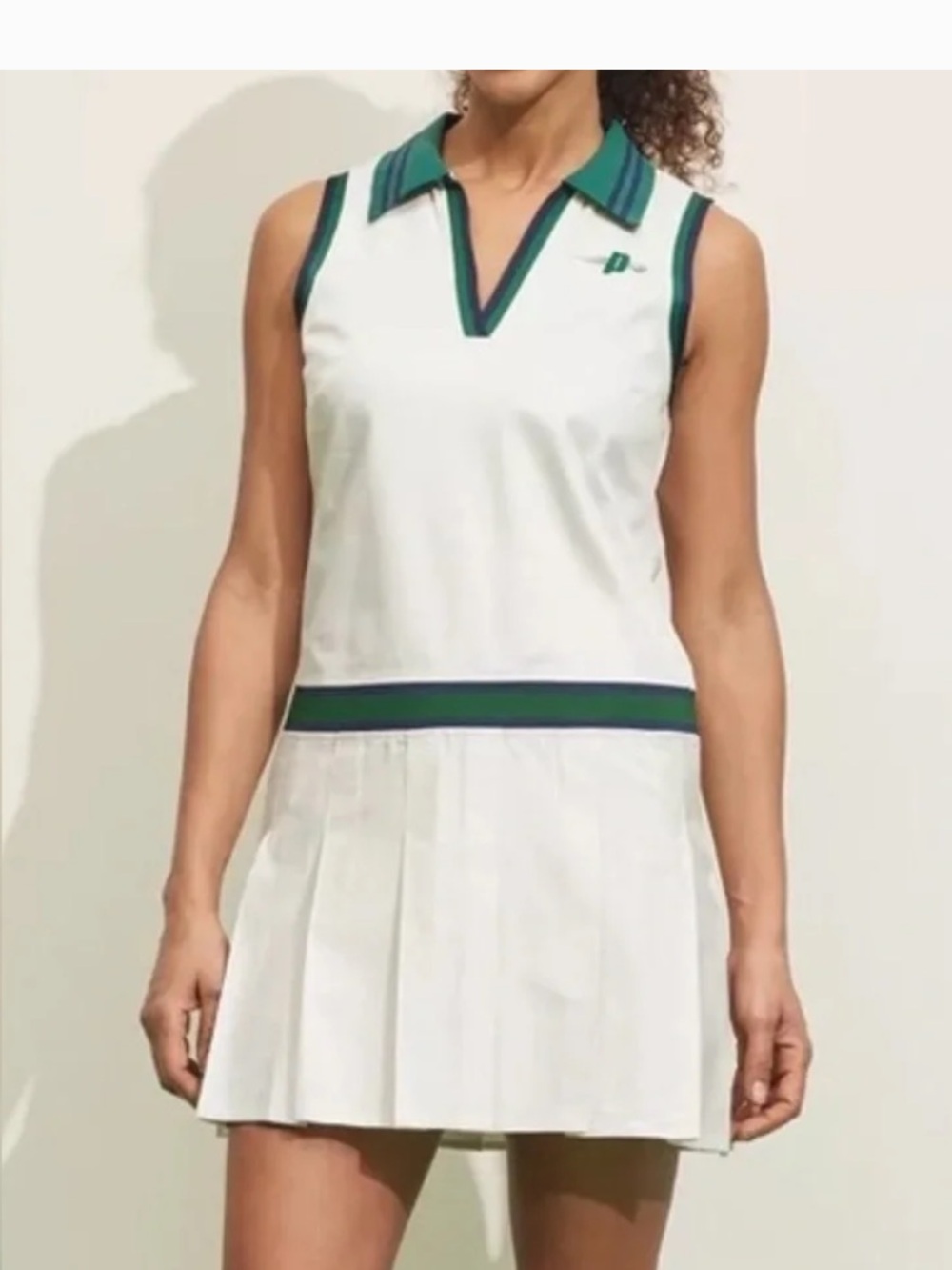 Prince Pickleball Collared Pleated Athletic Dress XXL NWT White Green Tennis
